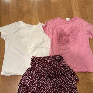 Zara' White and Pink T-Shirts with Floral Skirt